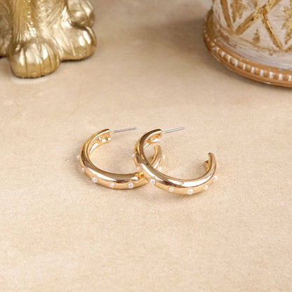 Classic Bubble Hoops – Gold with Pearl or Crystals