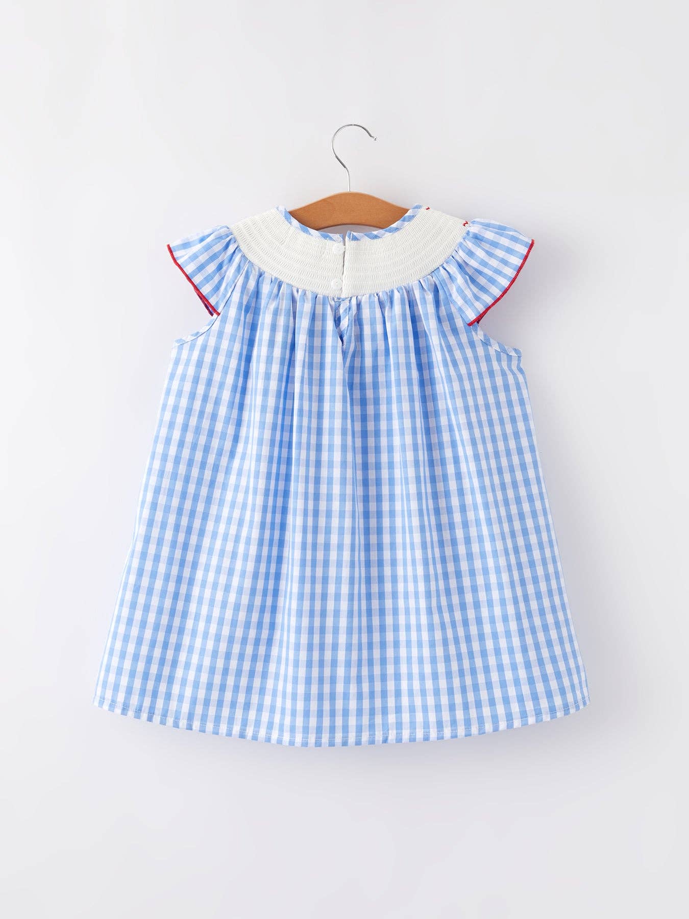 Rylee Faith Designs - 4th of july Flag Embroidery Smocking Girls Dress