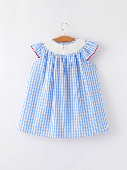 Rylee Faith Designs - 4th of july Flag Embroidery Smocking Girls Dress