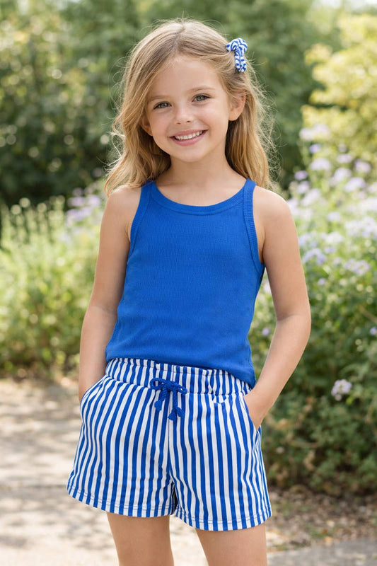 Girl's Stipe Short Set w/ Matching Scrunchie