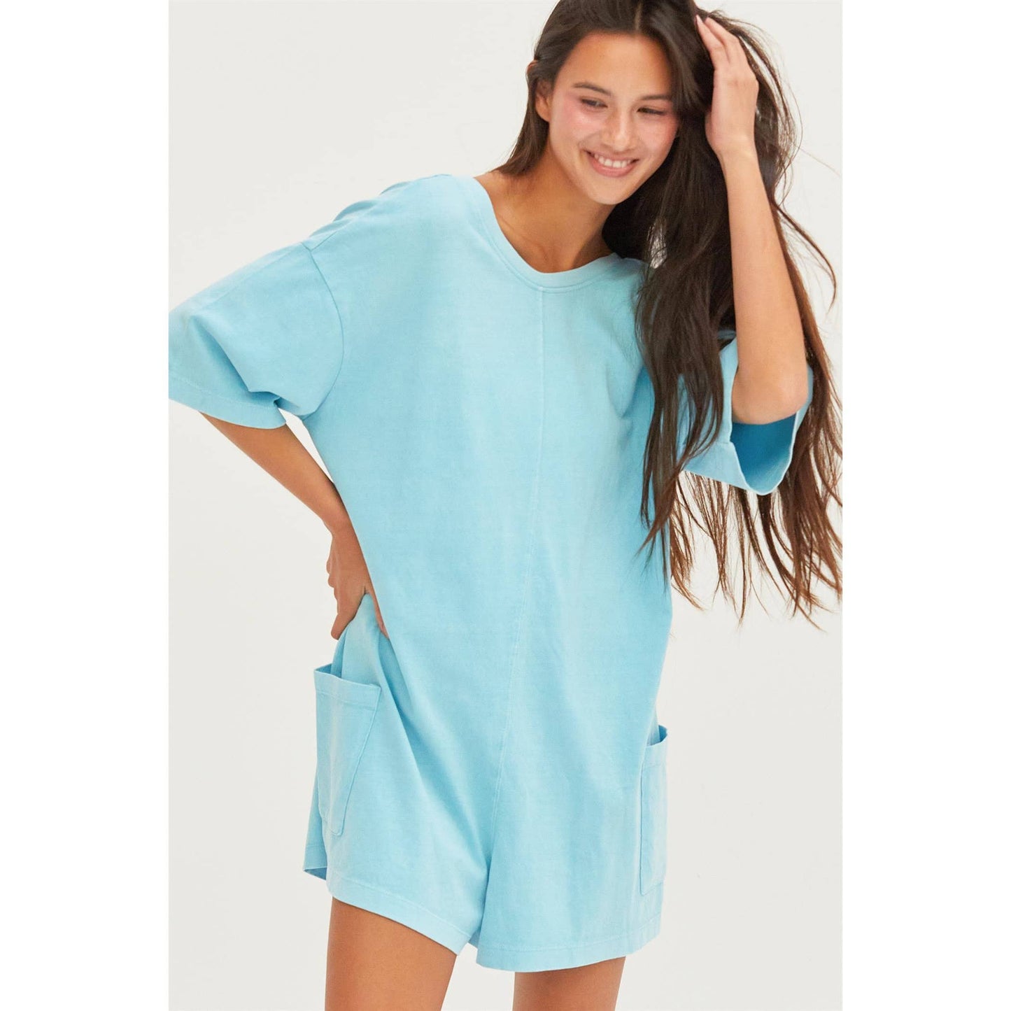 Aqua Casual V-Back Short Sleeve Romper