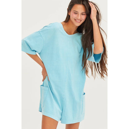 Aqua Casual V-Back Short Sleeve Romper