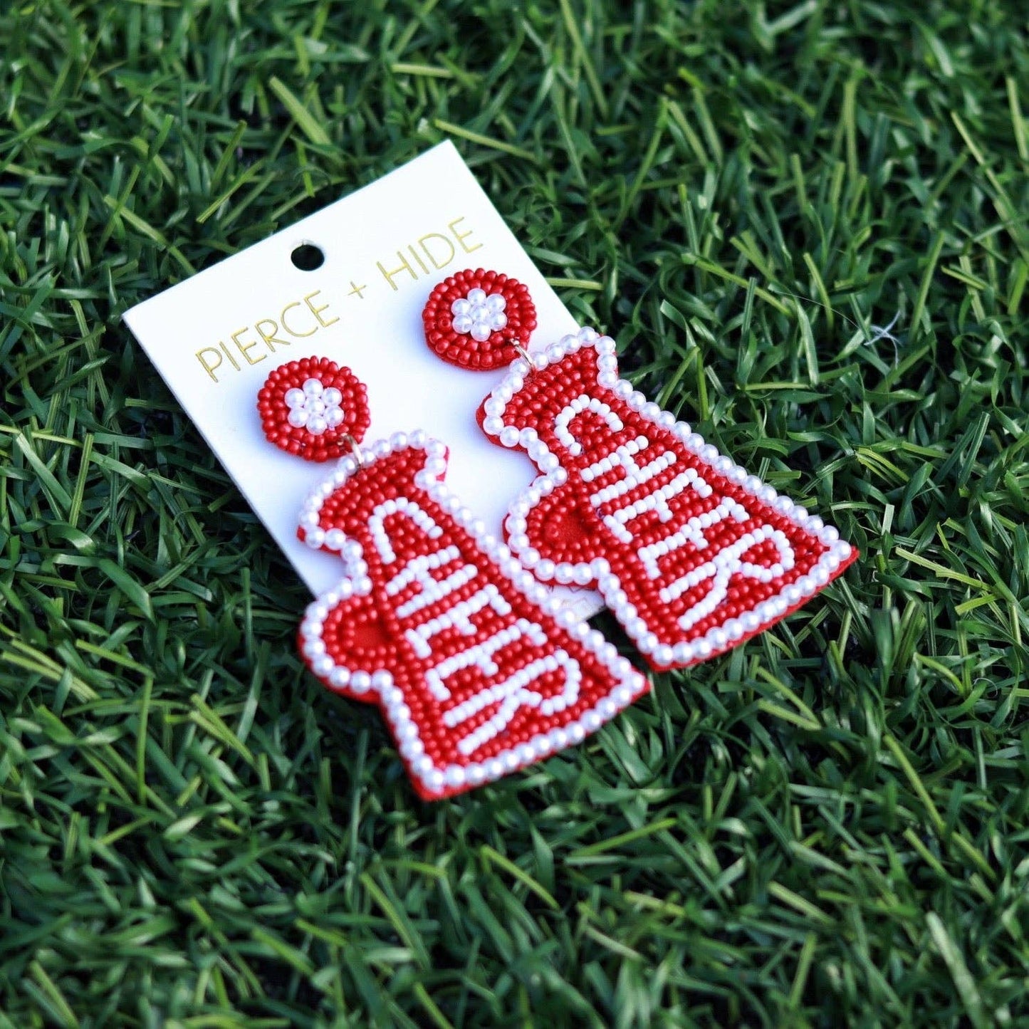 Custom Beaded Megaphone Earrings| Game Day Earrings| Cheerleading