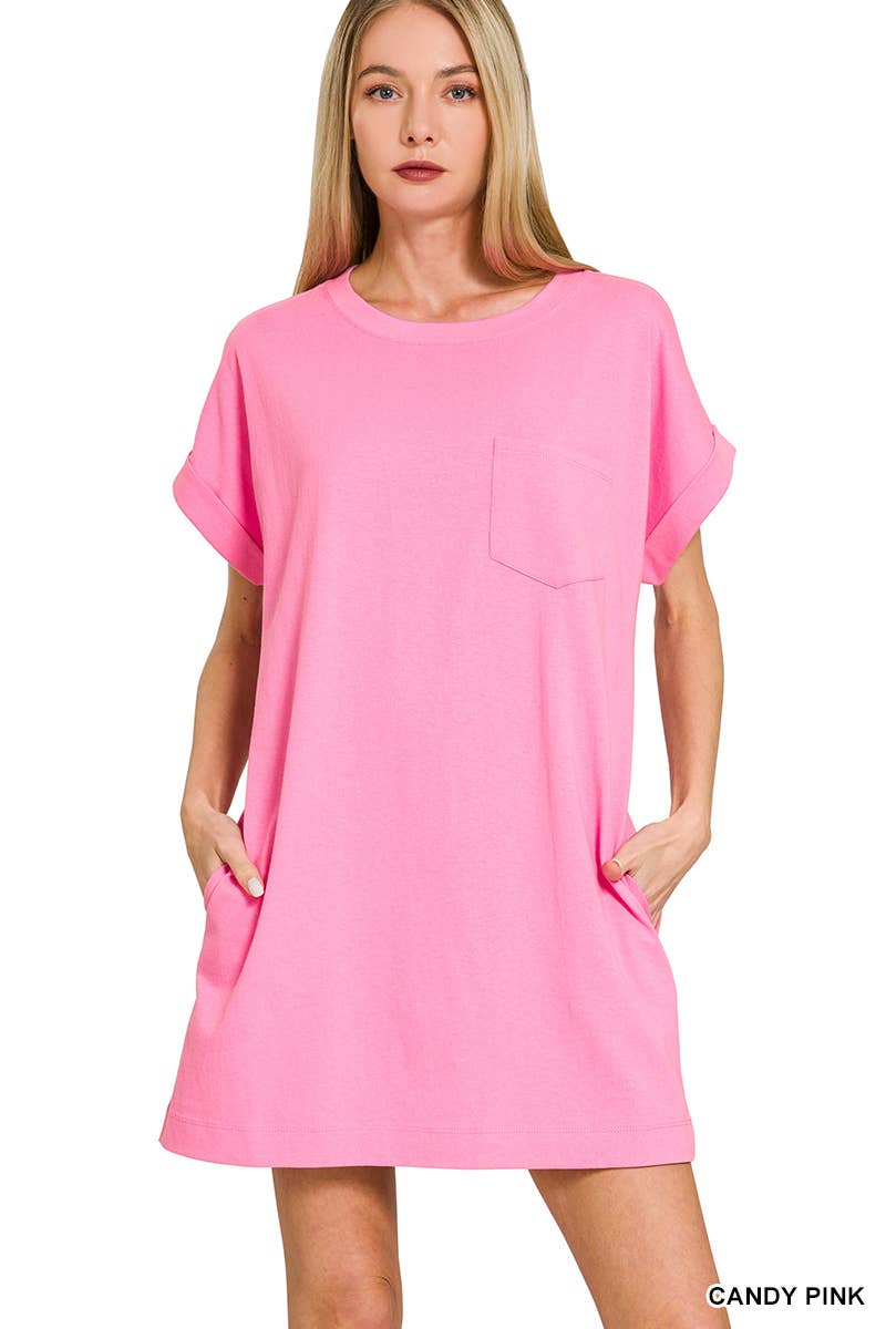 Premium Cotton T-shirts Dress With Pockets