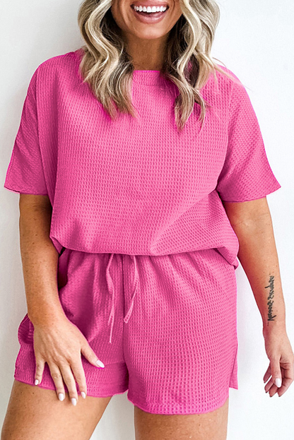 Waffle Two Piece Set Plus Size: Rose
