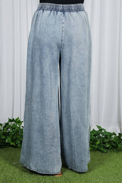 Carlee wide leg Chambray Pants