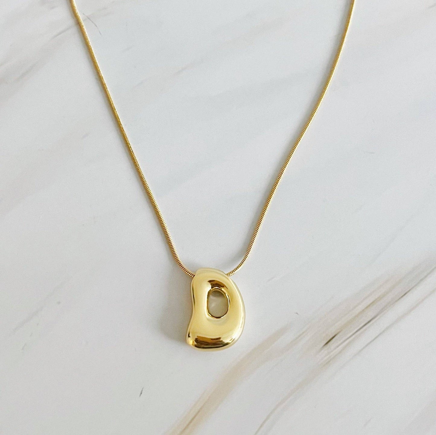 Balloon Letter Initial Necklace: Yellow Gold