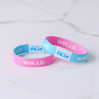 Tap To Pray™ Wristbands - Blue & Pink WWJD