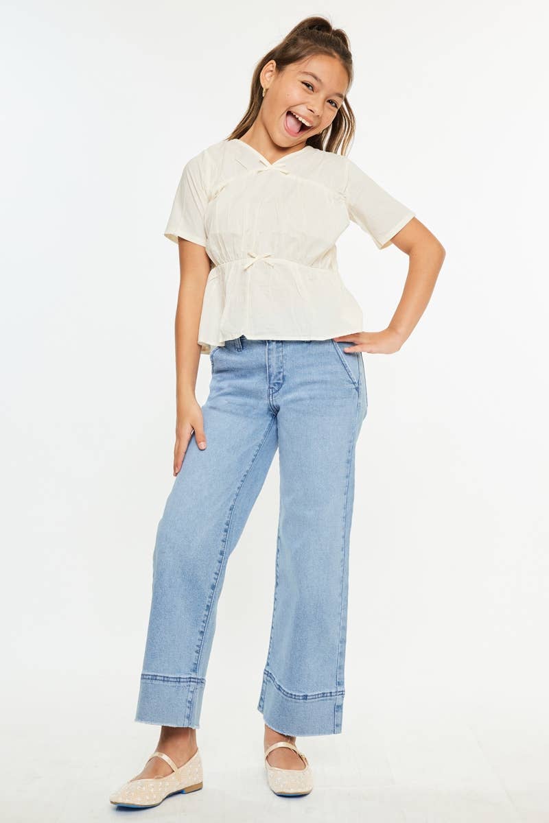HIGH RISE CROPPED WIDE LEG JEANS