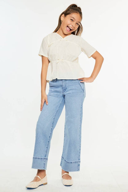 HIGH RISE CROPPED WIDE LEG JEANS