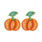 Beaded Pumpkin Earrings|Fall Earrings| Game Day Earrings