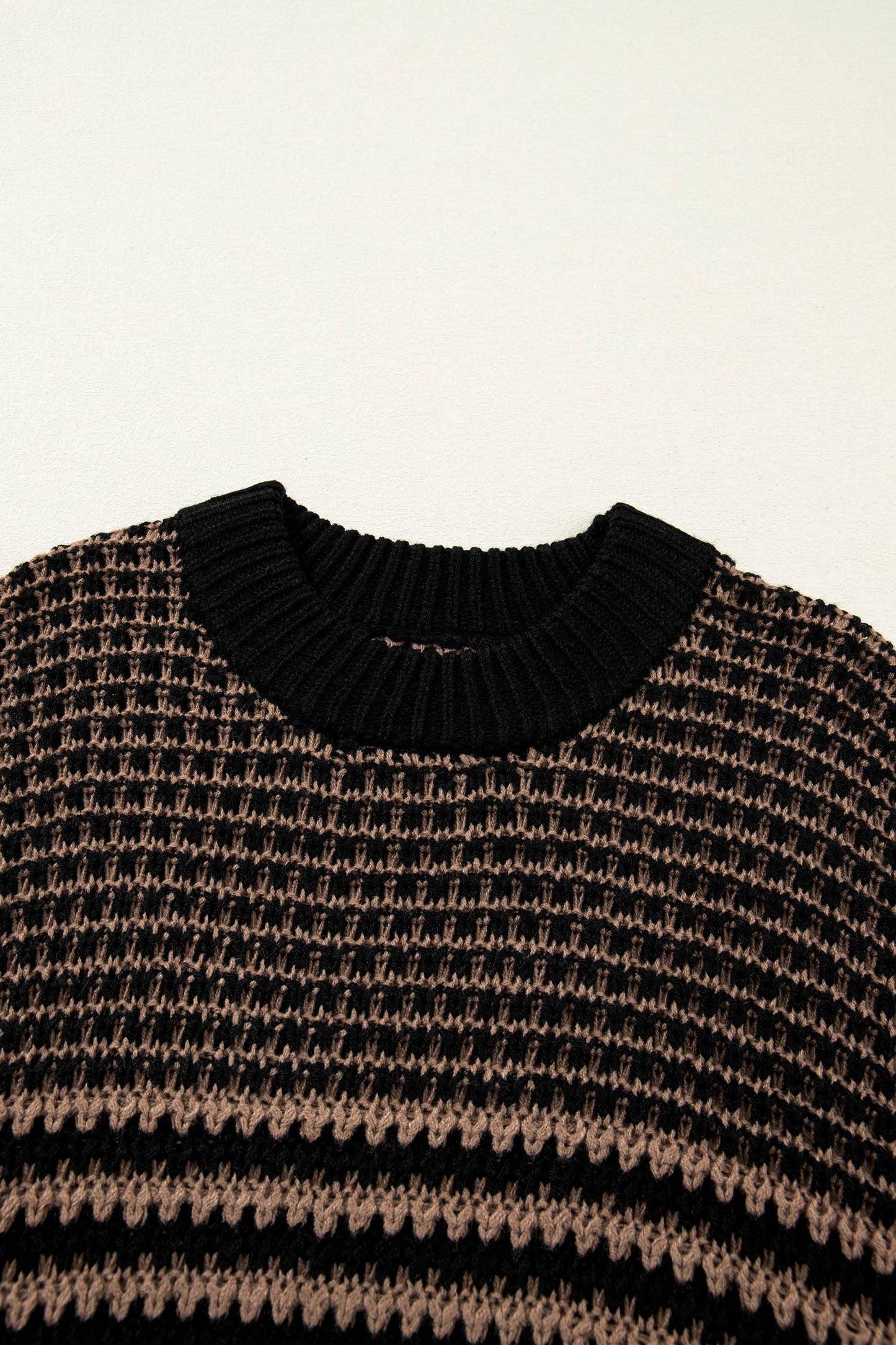 Stripe 3/4 Draped Sleeve Slouchy Sweater (S-XL)