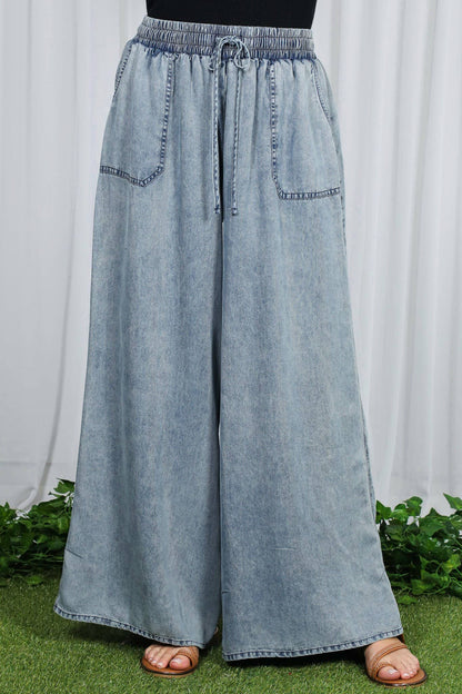 Carlee wide leg Chambray Pants