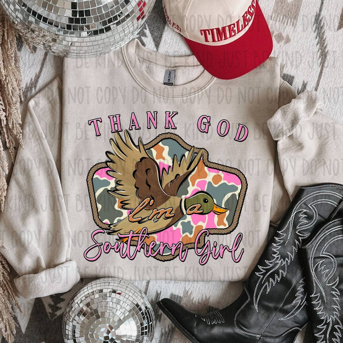 Thank God I'm A Southern Girl Duck DTF Transfer