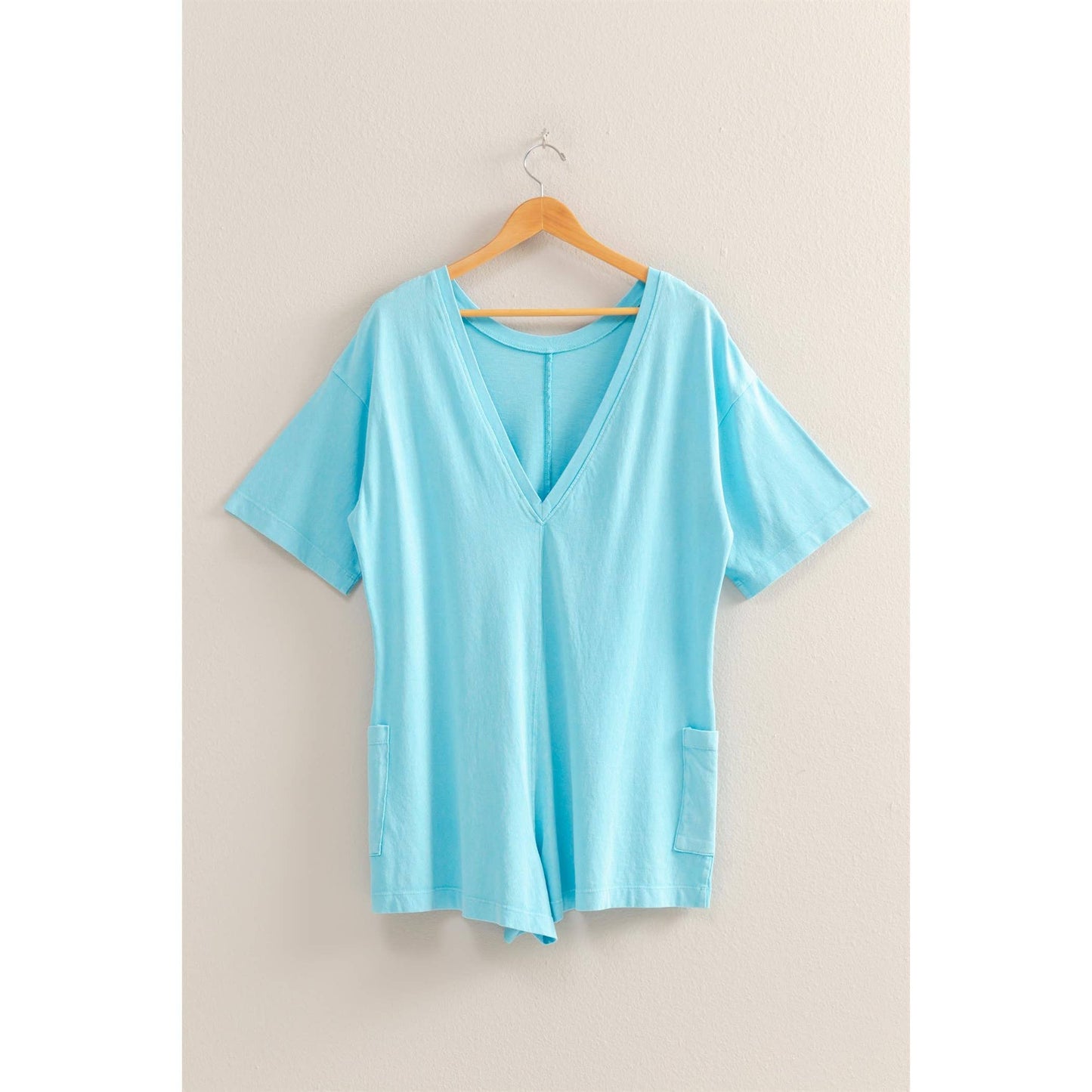 Aqua Casual V-Back Short Sleeve Romper