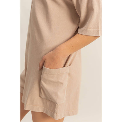 Aqua Casual V-Back Short Sleeve Romper