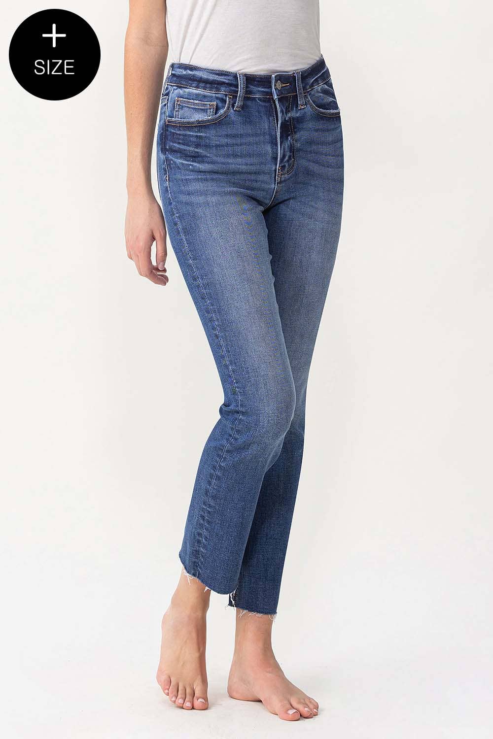 Lovervet by VERVET - PLUS SIZE HIGH RISE SLIM STRAIGHT JEAN LV1028-P: Masterfully