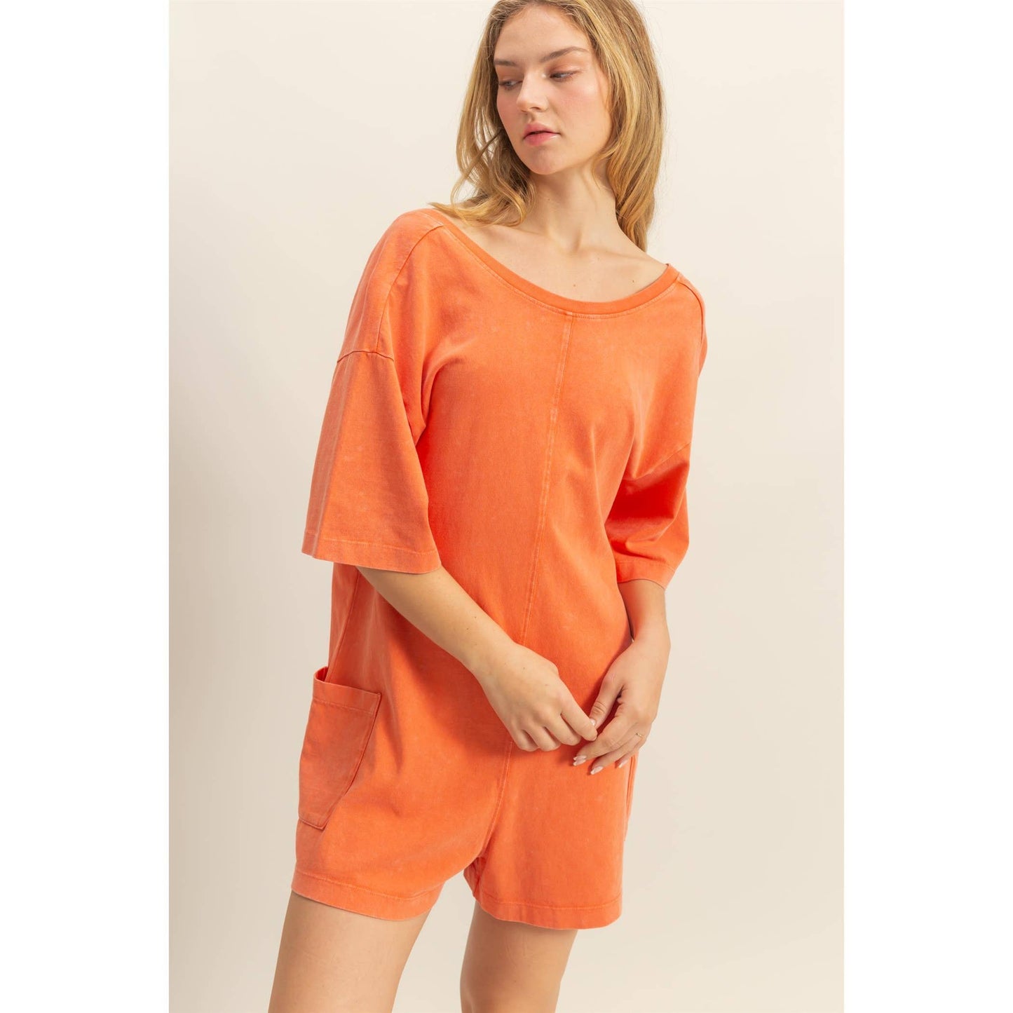 Aqua Casual V-Back Short Sleeve Romper