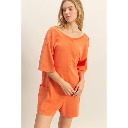 Aqua Casual V-Back Short Sleeve Romper