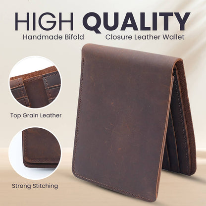 American Leather Goods - Genuine Leather Wallet for Men with Flap out ID Window