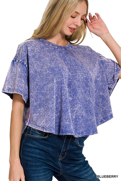 ''._ Washed Cotton Flare Top w/ back patch