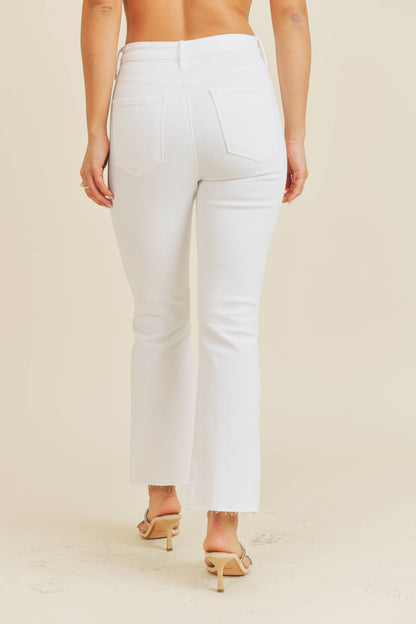 JUST BLACK DENIM -OPTIC WHITE - High Rise Tonal Crop Flare