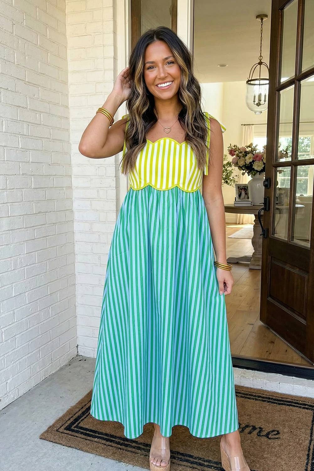 LAS Striped Patchwork Midi Dress (S-XL)
