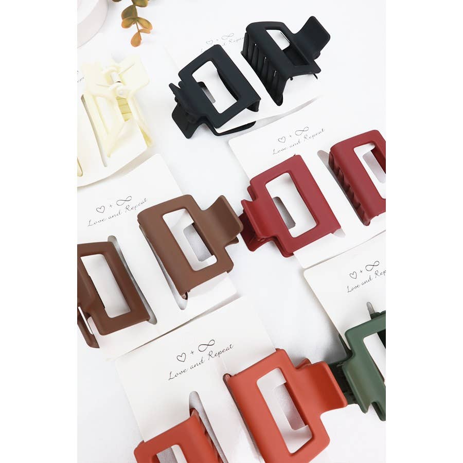 Love and Repeat - Matt Small Cut Out Rectangle Hair Claw: MIX COLOR / ONE
