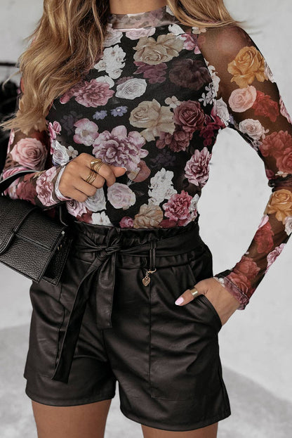 Pretty in Pink Floral Mesh Top
