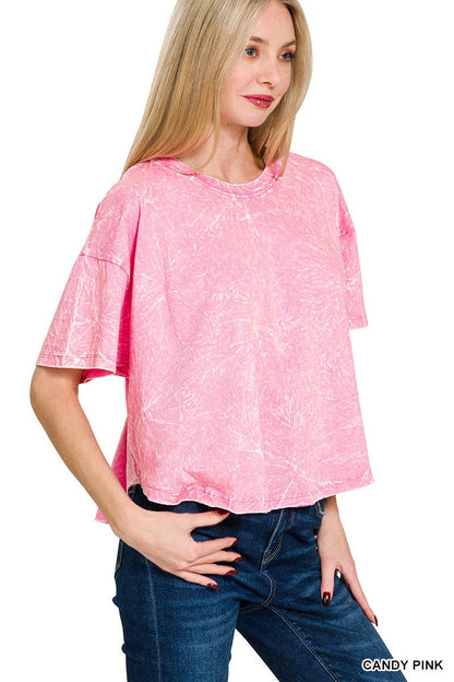''._ Washed Cotton Flare Top w/ back patch