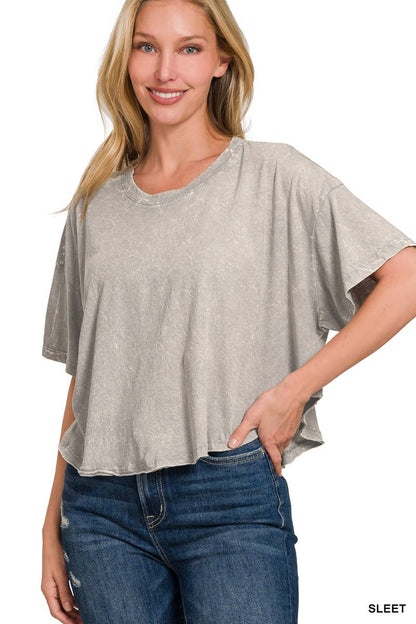 ''._ Washed Cotton Flare Top w/ back patch