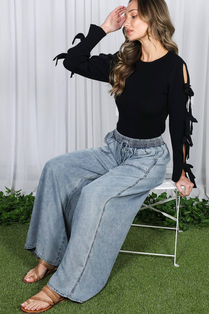 Carlee wide leg Chambray Pants