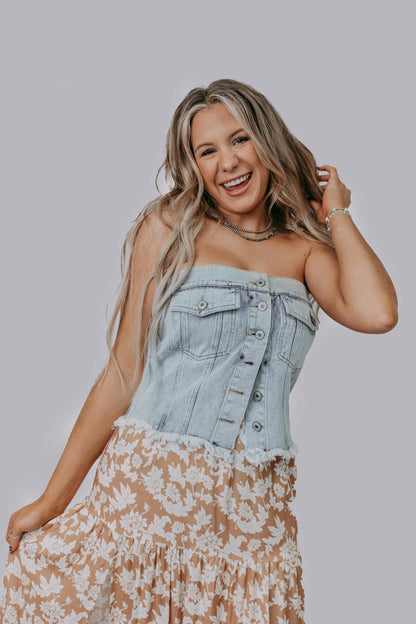 Roxy Concert Denim Crop Top