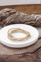 Bracelet stack Small Worn Gold Glass beads Pink Mint Denim