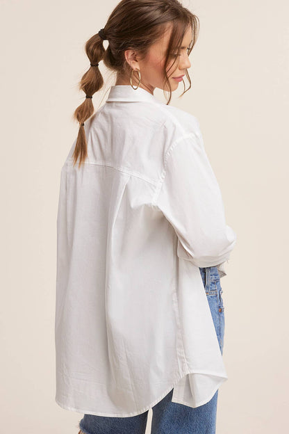 Button Down All Season Solid Poplin Shirts: Cotton