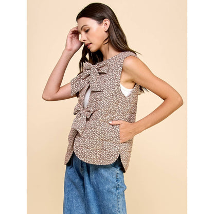 The Viv Quilt Tie Vest in Brown