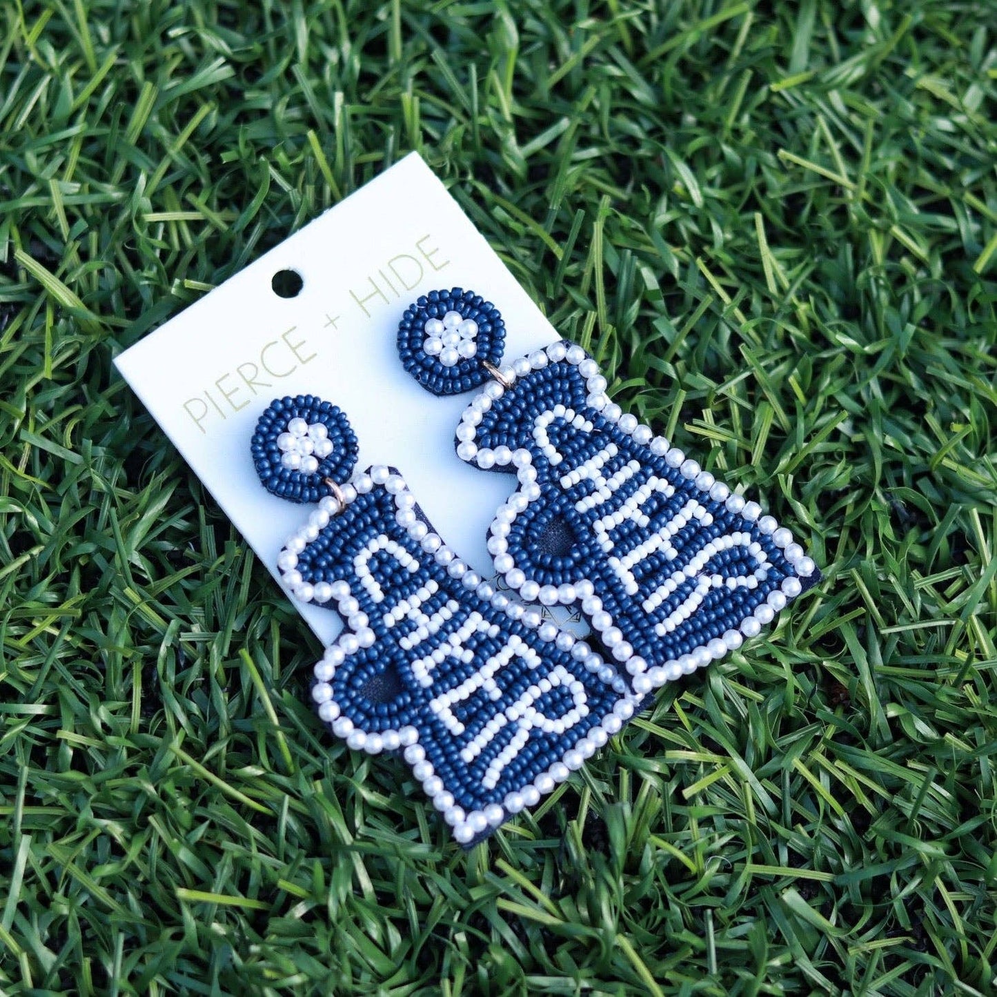 Custom Beaded Megaphone Earrings| Game Day Earrings| Cheerleading
