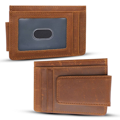 American Leather Goods - Personalized Leather Wallet with Magnet Clip