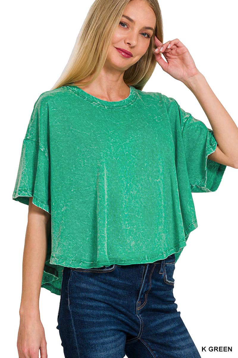 ''._ Washed Cotton Flare Top w/ back patch