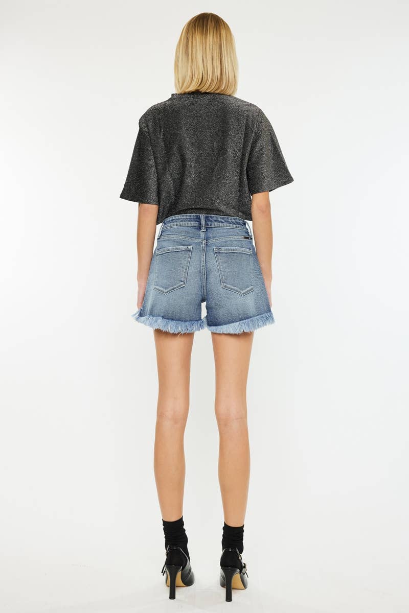 Kan Can USA - OPEN PACK HIGH RISE MOM FIT DENIM SHORTS-KC70092M