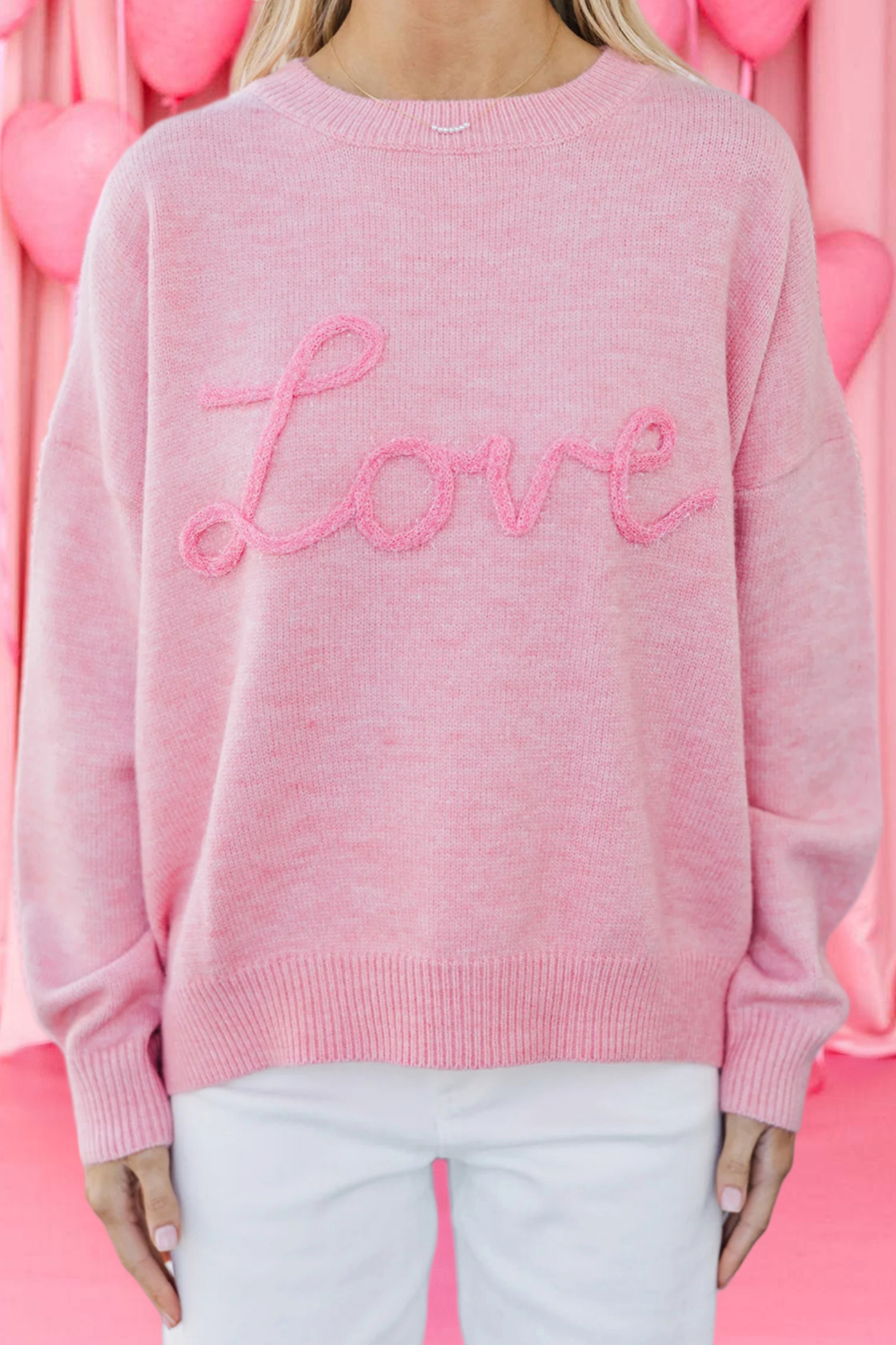 Corded Love Script Graphic Baggy Sweater