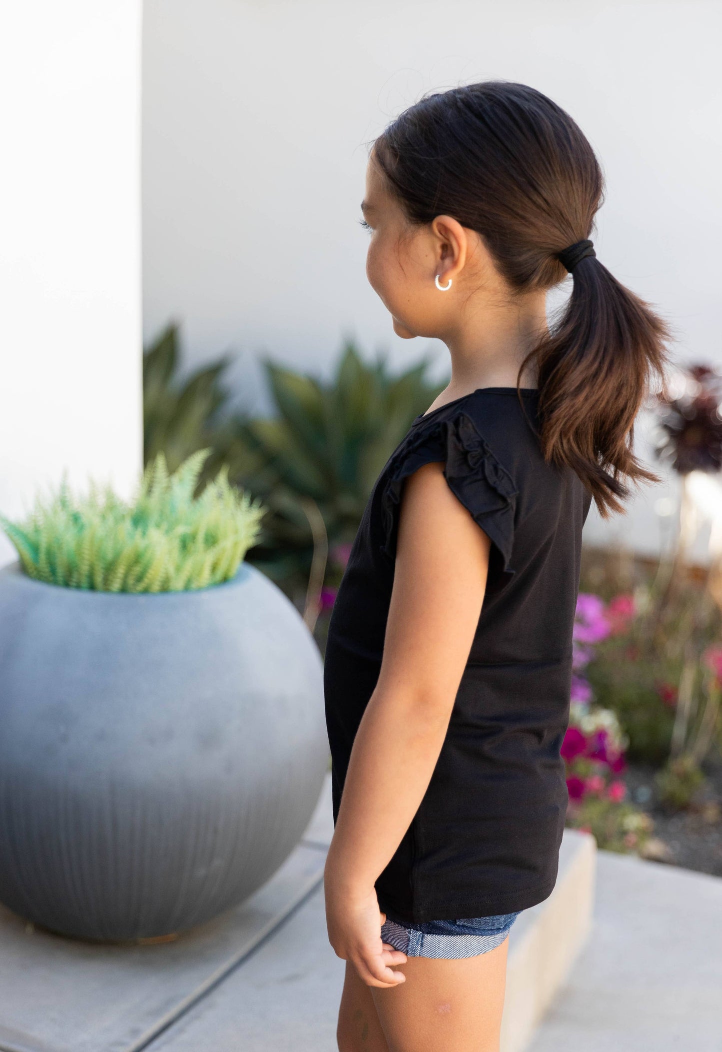 Girls Midnight Ruffle Top