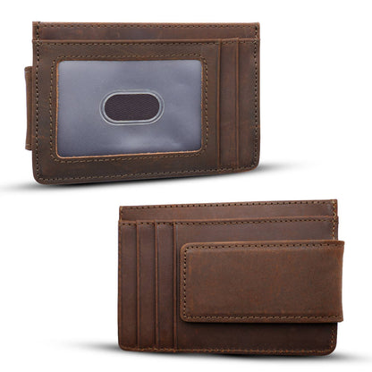 American Leather Goods - Personalized Leather Wallet with Magnet Clip