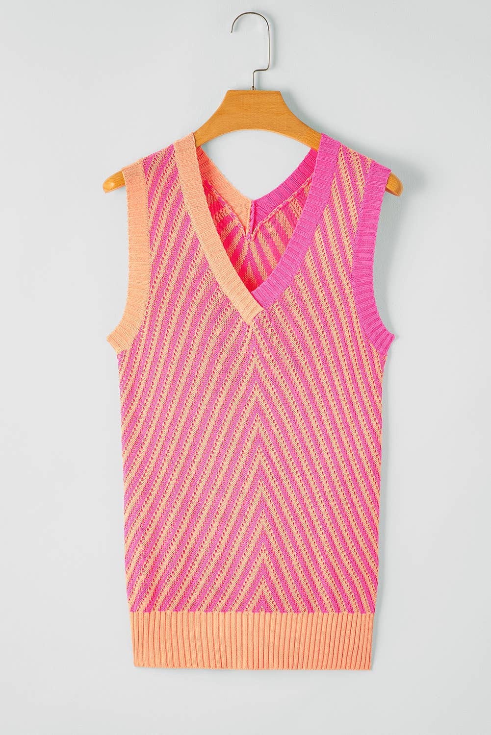 Lizzy Contrast Chevron Knit Sweater Vest | S-XL