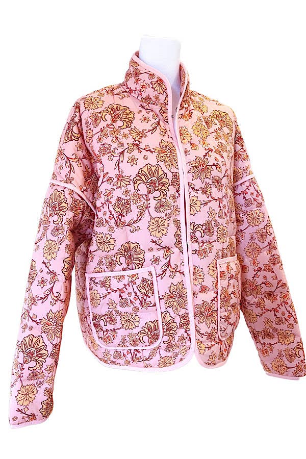 Rose Pink Floral Quilted Jacket