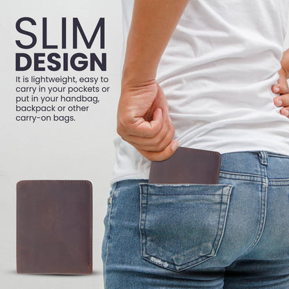 American Leather Goods - Genuine Leather Wallet for Men with Flap out ID Window
