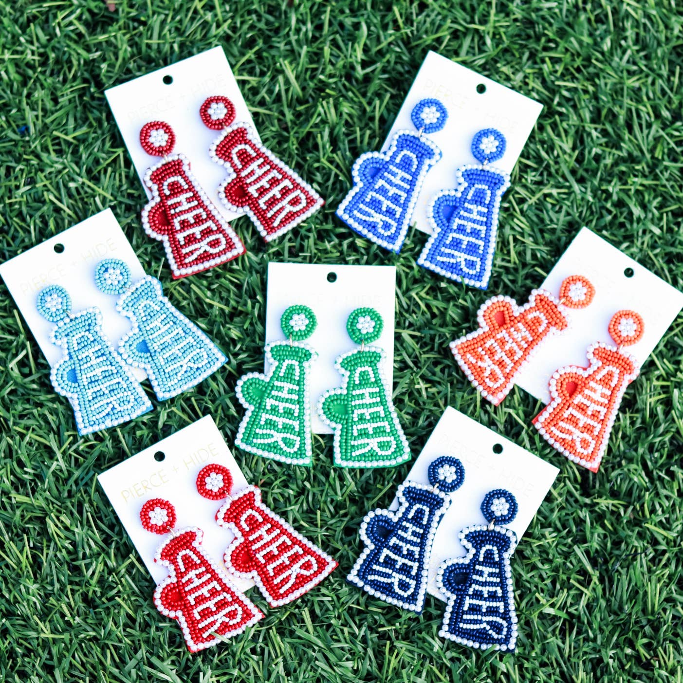 Custom Beaded Megaphone Earrings| Game Day Earrings| Cheerleading