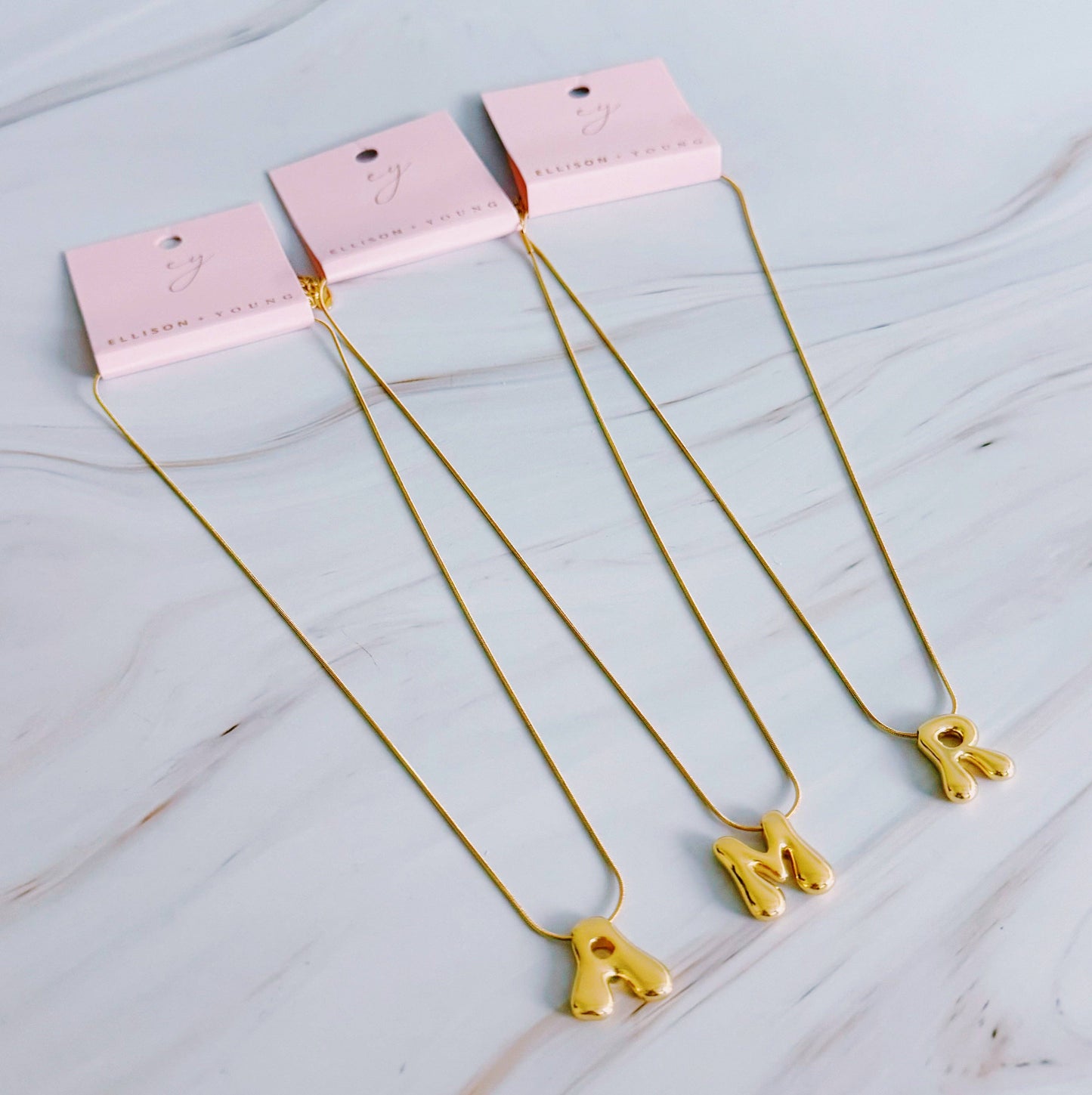 Balloon Letter Initial Necklace: Yellow Gold