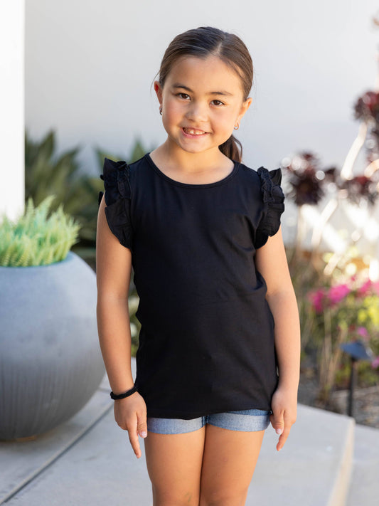 Girls Midnight Ruffle Top