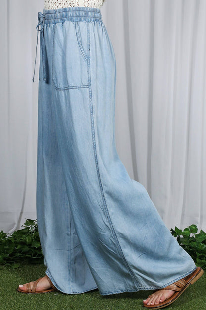 Carlee wide leg Chambray Pants